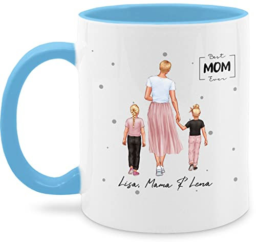 Tasse Tassen 325ml - Mama Geschenkidee von Kindern I Geschenke Mutti - 325 ml - Hellblau - für persönlich muttertagstasse mom name teetasse kaffeetasse kindernamen mutter-tasse muttertag