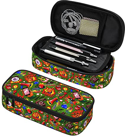 Federmäppchen mit Comic-Buch-Motiv, großes Federmäppchen mit Reißverschluss, Kosmetik- und Make-up-Tasche, tragbare Bleistiftbox, großes Fassungsvermögen, Stifthalter für Jungen, Mädchen, Männer, Fr