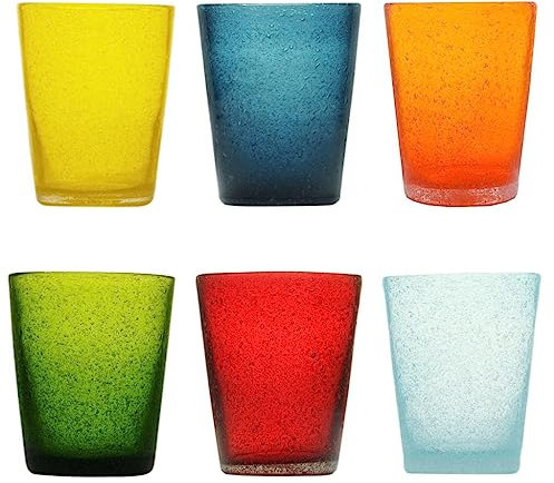 Memento Set 6 bicchieri acqua in pasta di vetro 300cc - Colorato vivace