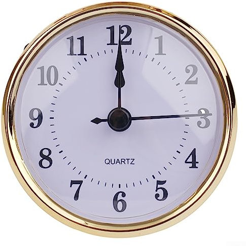 Oniissy Mini 80mm Runde Quarz Insert Uhr Miniatur Bewegung Einstellung Uhr Gold Zifferblatt Lünette Gold Ton arabische Ziffern Loch Einstellung 73mm Durchmesser