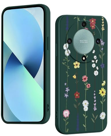 YUXING Coque pour Honor Magic 5 Lite 5G / Magic5 Lite 5G Silicone Antichoc Antidérapant, Étui Protection à Motifs Mignon Durable Souple Mince Intégrale Protection Housse (Flower,Green)
