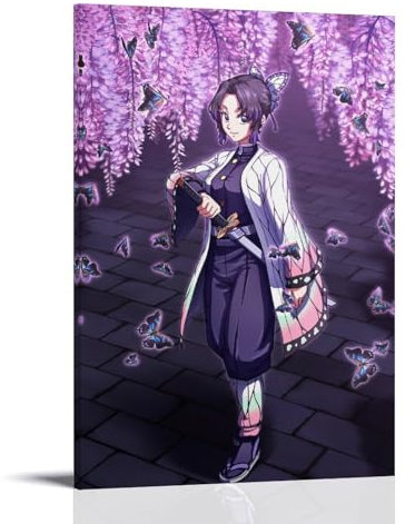 EKoKim Demon Slayer Anime Poster Kochou Shinobu Poster Dekorative Malerei Leinwand Wandposter und Kunstdruck Moderne Familie Schlafzimmer Dekor Poster 60 x 90 cm