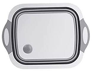 HAODUOO , Planche à découper Planche à découper Pliante Multifonctionnel Pliable Évier Vidange Panier Légumes Passoire Cuisine Stockage Organisateur Plateau
