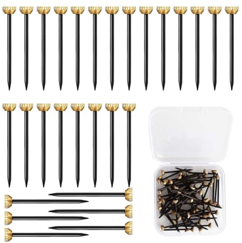 YHIJSR 60 Pezzi Chiodi Quadri Muro Chiodi Quadri Pesanti Chiodi Quadri Cartongesso Chiodi per Foto da 25 mm Testa in Ottone per Appendere Unghie Chiodi per Quadri