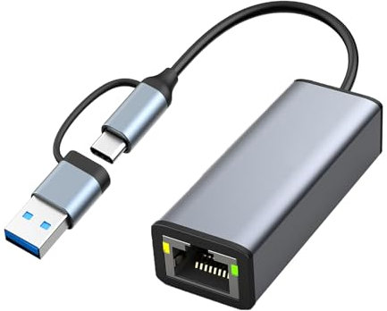 Adaptateur USB C vers Ethernet Adaptateur Réseau vers RJ45 LAN Type-C/USB C Compatible pour iPhone 15 Pro, MacBook Pro/Air M2 M1, Galaxy S23, Dell, Switch (2.5 Gigabit)
