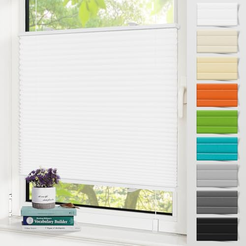 Zarnan Plissee Klemmfix ohne Bohren Weiß B40 x H140cm Plisseerollo Sonnenschutz und Sichtschutz Jalousien Easyfix Plissees Blickdicht Lichtdurchlässig Rollo für Fenster & Tür