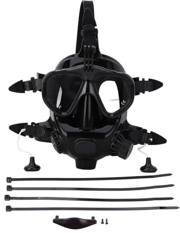 Masque de Plongée Intégral, Masque de Plongée sous-Marine en Silicone à Vue Panoramique à 180 ° avec Support pour Appareil Photo, Lunettes de Plongée Intégrales Anti-buée étanches