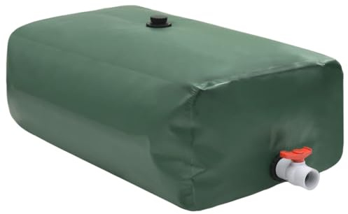 vidaXL Wassertank mit Wasserhahn, Regenwassertank mit Wasseröffnung, Regentonne für die Aufbewahrung von Nichttrinkwasser, Faltbar Grün 360L PVC