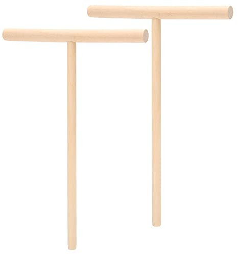 2 Pezzi Spalmatore per Pastella a Forma di T, Spalmatore per Crêpe, Spalmatore per Pastella per Pancake, Raschietto in Legno a Forma di T, Pastella Rotonda con Rastrello in
