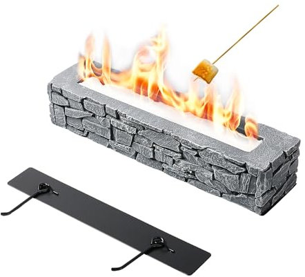 Chimenea de Bioetanol, Pejevir Chimenea para Fogatas en Hormigón para Interior y Exterior, Chimenea de Mesa Decorativas Portátil sin Humo, Fuego de Mesa para Balcón Jardín Salón, Textura