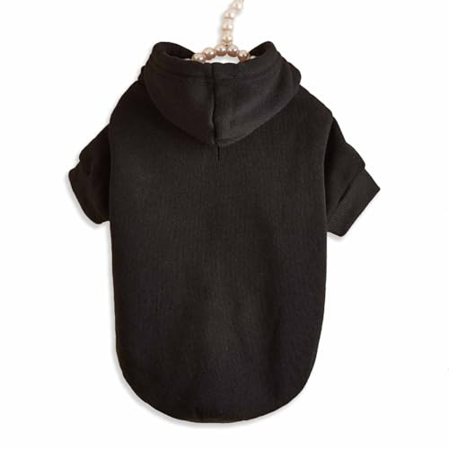 Monkimau Hundepullover Hoodie für kleine bis große Hunde – Warmer Fleece – Herbst- und Winterkleidung – XS bis XXXL – 10 Farben (Schwarz, XS)