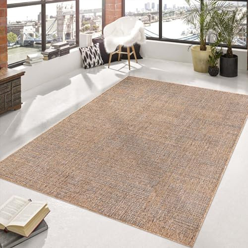 Taracarpet Outdoor & Indoor Teppich für Wohnzimmer Balkon Terrasse wetterfest Borneo Sisal-Jute-Optik Natur Yucatan 160x230 cm