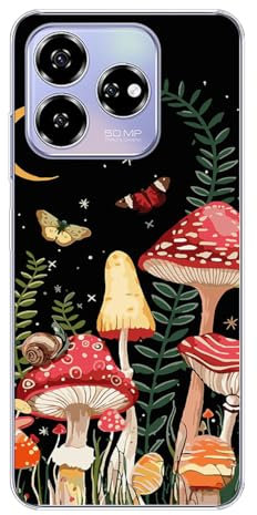 KARTXITAI Hülle Kompatibel mit ZTE AXON 60/Blade V60, Stoßfeste Schutzhülle mit Weiche Silikon Bumper Case Handyhülle Anti-Kratzt Transparent Rückseite - Pilz, Schmetterling, Mond