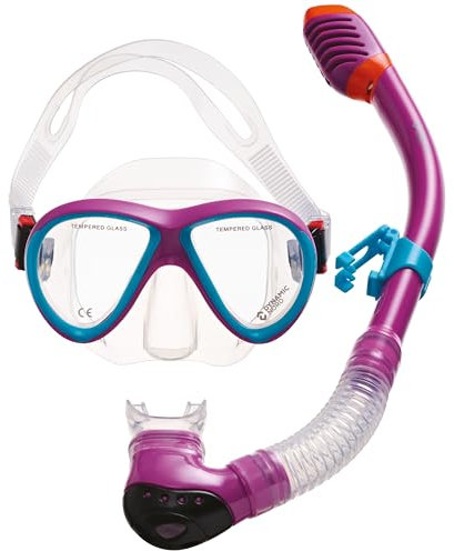 DYNAMICNORD - Set da snorkeling per bambini - Progettato in Germania (Rosa/Blu)