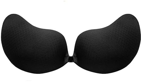Lizzy 1pc Black Push Up Bra for Women Breathable & Skin Friendly Sticky Invisible Adhesive Strapless & Backless Bra Party Underwire Padded Comfort Everyday Bra (UK, Cup & Band, A, Standard, Black)