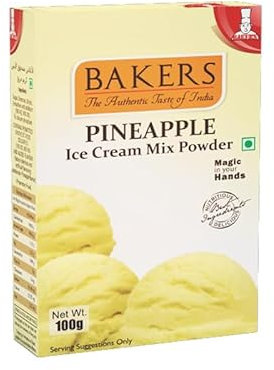 BAKERS Classic & Delightful Pineapple Ice Cream Powder, Easy to Make No Sugar Needed Perfect Dessert Mix - 100g (Pack Of 1)