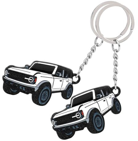 Lot de 2 Porte-clés de Voiture Compatibles avec Jeep, Pendentif de clé, Porte-clés Blanc, Porte-clé Personnalisé, Accessoires de Porte-clé,Cadeau pour la Saint-Valentin, un Anniversaire, Noël