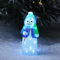 Lights4fun Bonhomme de Neige avec Canne à Sucre Lumineux à Piles avec 30 LED Blanc et Minuterie Figurine de Noël en Acrylique de 34 cm Décoration d'Extérieur