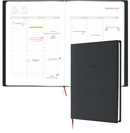 Grupo Erik: Agenda 2025 in Italiano - Agenda Settimanale 2025 A4, Agenda per Appuntamenti, Intervalli di 30 minuti e spazio note, Copertina Morbida Nera, Planner Settimanale, Annuale e Mensile