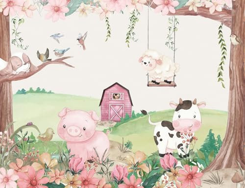 Children's Panoramic Wallpaper - Farm Animals 3617680717561 - Width 416 cm x Height 320 cm