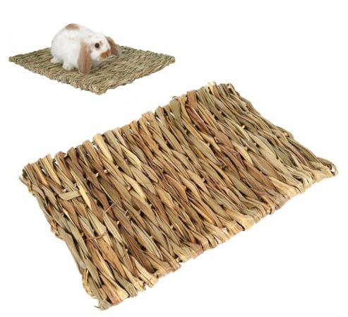 BESPORTBLE 4pcs Hand-woven Hamster Grass Mat Natural Straw Bedding 28x20cm for Small Pets Like Hamsters Rabbits and Guinea Pigs