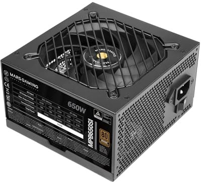 Mars Gaming MPB650SI, Alimentation PC ATX 650W, Garantie 7 Ans, 80Plus Bronze 230V, 90% d'Efficacité, Ventilateur SI Extreme Silence avec Noyau en Cuivre, Technologies AI2-RPM, DC-DC et SMD, Noir
