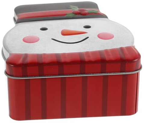 Toyvian Lata De Galletas De Navidad Con Diseño De Muñeco De Contenedor De Dulces y Galletas Caja De Almacenamiento Festiva Con Tapa Para Fiestas y