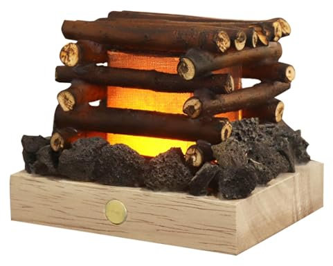 Leños de Chimenea LED, leños de Fuego Falsos - Control táctil de luz Nocturna de fogata Falsa, 3 Modos Ajustables,Lámpara de leña Falsa para fogata LED, pequeña Chimenea eléctrica de imitación, Luc