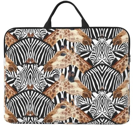 Laptoptasche mit Zebra- und Giraffenmuster, 35,6 cm (14 Zoll), Laptoptasche für tägliche Reisen, Geschäftsreisen und Pendeln