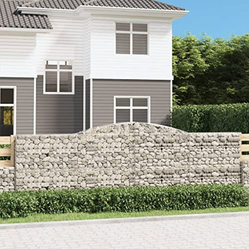 NQJIBUE Panier en gabion arqué en fer galvanisé 400 x 30 x 120/140 cm