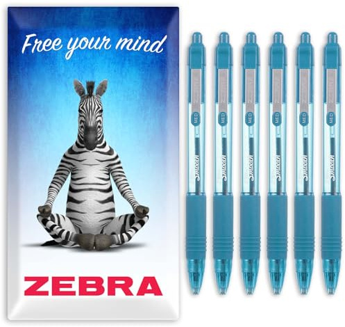 Zebra Z-Grip Smooth Ink Ballpoint Pen - 1.0mm - Pack of 6 Pens - in Zebra Envelope Gift Packaging (Light Blue)
