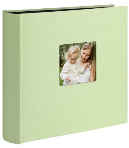 1DOT2 Leinen Fotoalbum zum Selbstgestalten Groß Fotobuch zum Einkleben im Format 30x30.5 cm hat 120 (60Blatt) säurefreien schwarze Seiten (200g/m²), Salbeigrün