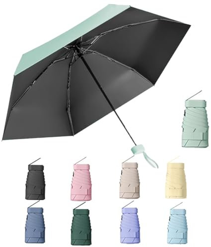 Aethryon Mini Reise Regenschirm, Kleiner UV-Regenschirm, Taschenschirme, Faltbarer Sonnenschirm, Reise Tragbarer Taschenschirm, Sonnenschirm Tragbar, (Hellgrün)