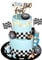 Two Fast Cake Topper Race Car Birthday Decorations Party Supplies Favors for Racing Car Checkered Flag Birthday Party Decorations Supplies Blue