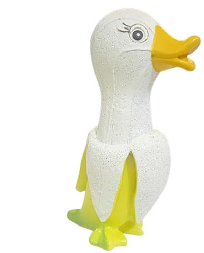 Ghjkldha Banana Duck Statue, Resin Cute Garden Ornament, 10x5x5cm, Waterproof Decorative Figurine, Art Sculpture, Whimsical Outdoor Decor, Ideal for Home Mantel Or Yard