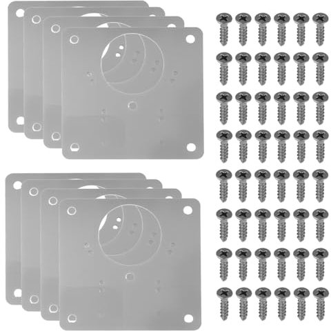 8Pcs Hinge Repair Plate Kit, Kitchen Door Hinge Repair Plate with 48 Screws for Kitchen Door, Cupboard, Cabinet & Wardrobe, Easy Fix for Damaged Hinges