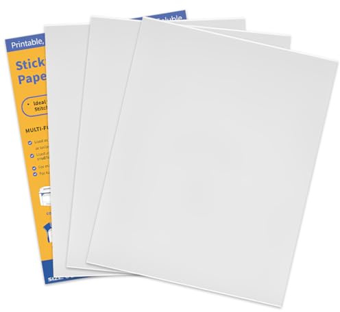 3 Blätter A4 Selbstklebendes Wasserlösliches Stickvlies, Bedruckbares Stickpapier, Mittleres Gewicht, Geeignet zum Drucken oder Zeichnen von Mustern, Für Hand- und Maschinenstickerei, 29.7 x 21 cm