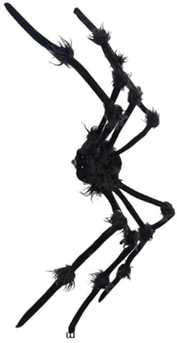 Arachnide en fourrure lumineuse pour décoration d'Halloween, 130 cm, peluche avec minuterie et lumière LED pour jardin, cour, Halloween douce avec minuteur