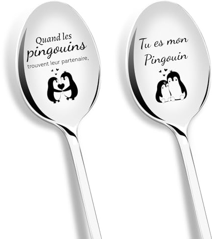 PIAKAZIQA Cadeau Anniversaire Mariage, 2 Pièces Cuillère à Glace Amour | Cadeaux pour Amie Femmes Idées Cadeaux Anniversaire Petite Amie Cadeau Couple pour Femme Compagne Cadeau Mariage Fiancée
