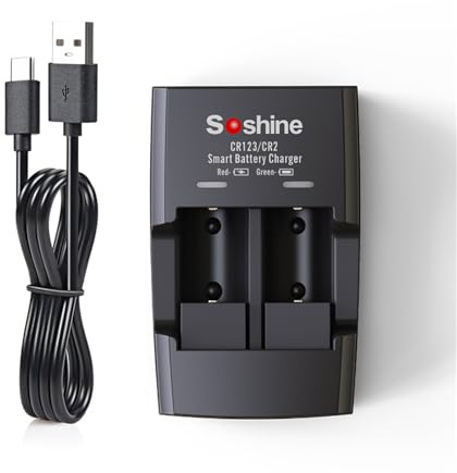 Soshine CR2 CR123A Chargeur de batterie pour batterie Li-ion RCR123A RCR123 16340 CR2 15270 3,7 V