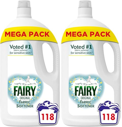 Fairy Original Fabric Conditioner, 118 Washes, 3.894l, For Sensitive Skin, Hypoallergenic, Mild fresh scent (Pack of 2)