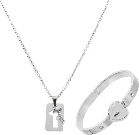 Beaupretty Concentric Lock Necklace Key Romantic Loving Heart Bracelet for Couples Matching Woman Bracelet for Everyday Wear