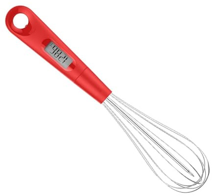 Eierquirl & Thermometer - 2-in-1 Küchenthermometer | Hitzebeständiger Schneebesen mit digitalem Präzisionstemperaturtester, -30 bis 350°C für Schokolade Saucen & Backen, 30.5cm A