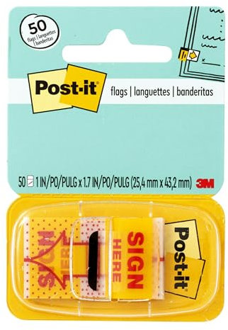 Post-it 25mm x 43.2mm Index Sign Here Flags (50 Sheets),680-9