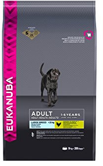Eukanuba Adult Hundefutter für große Rassen mit neuer und verbesserter Rezeptur – Trockenfutter für Hunde im Alter von 18 Monaten - 6 Jahren in der Geschmacksrichtung Huhn – 1 x 9kg Beutel