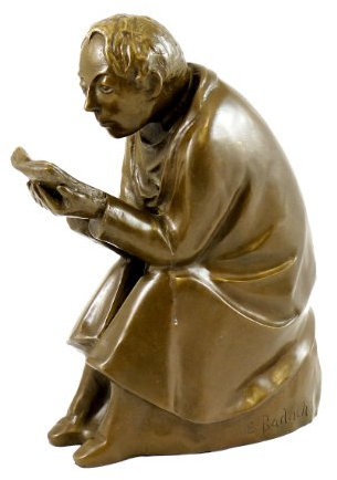 Kunst & Ambiente - Der Buchleser (1936) - Ernst Barlach Skulptur - Echte Bronze signiert - Bronzefigur Güstrow - Deko Figuren - Edel Statue