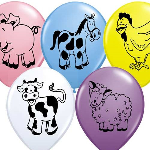 Happium Bunte Farmyard Friends Tier-Latexballons – eine Auswahl an Schweinen, Pferden, Kühen, Schafen und Hühnern – ideal für Kindergeburtstage, Bauernhof- oder