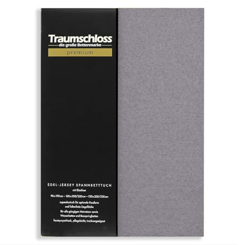 Traumschloss Spannbetttuch »Premium« Mako Baumwolle mit Elasthan | Edel-Jersey | samtweich & angenehm zur Haut | grau | 90-120x200-220cm