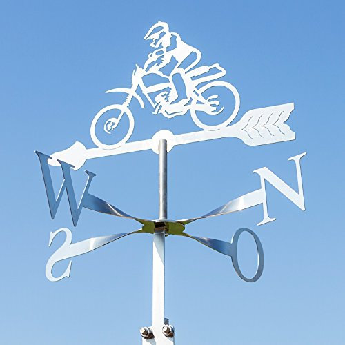Linneborn Metallwaren GmbH Wetterfahne Cross Motorrad aus Edelstahl - ideale Größe für Carport und Gartenhütte