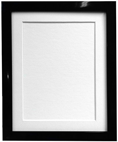 FRAMES BY POST 20mm Black Photo Picture Poster Frame with White Mount 20 x 16 For Pic Size 40 x 30cm (Plastic Glass)